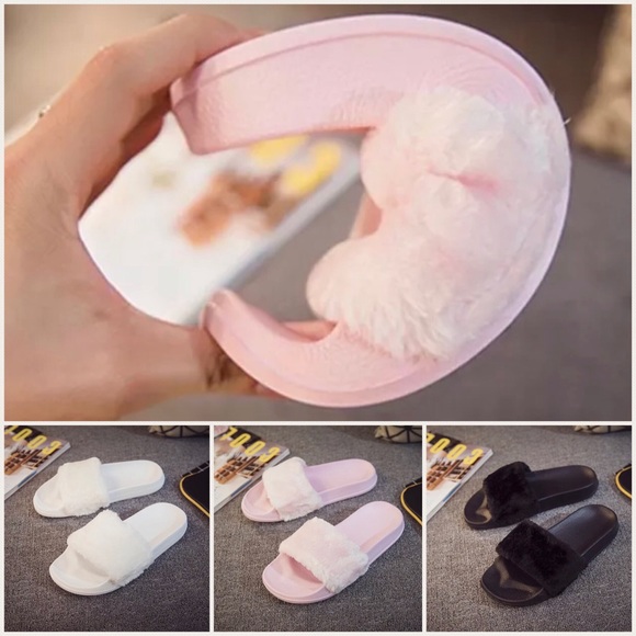 🎉HP🎉 FAUX FUR SLIPPER SLIDES- 4 COLORS✨ - Picture 2 of 6